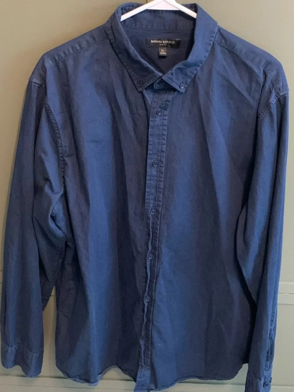Banana Republic Men's XL Slim Fit Navy Blue Button Down Shirt Long Sleeve